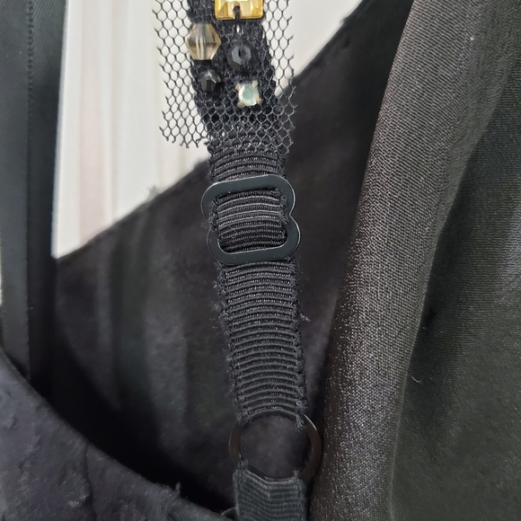 BCBG Max Azria Black Chiffon/ Tiered Ruffle Rhinestone Silk Gown Size 2 Prom - Picture 8 of 12